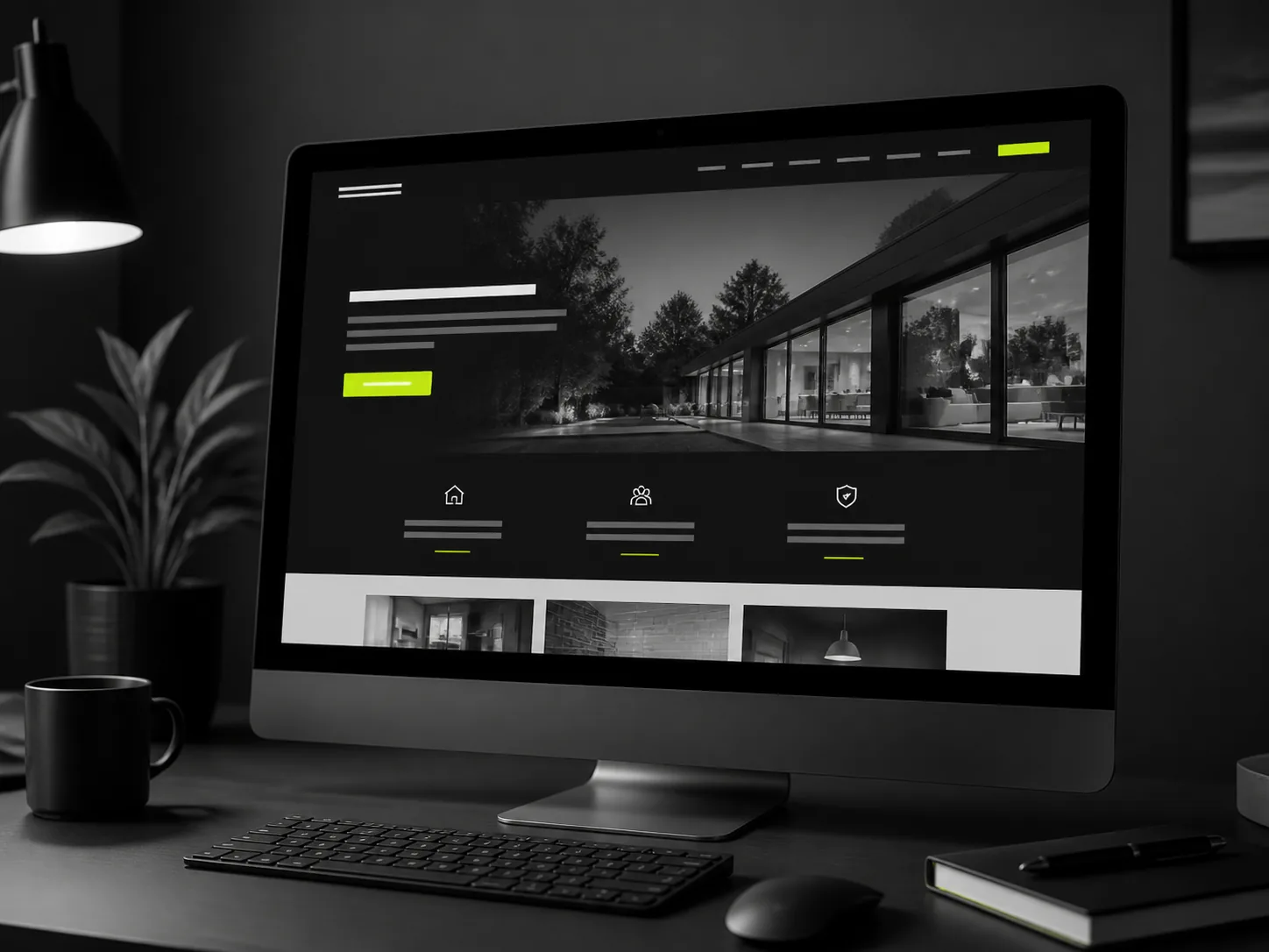 Modern professional local business website shown on desktop with a clean workspace.